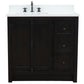 Bellaterra Home 31" Brown Ash Single Sink Bathroom Vanity with White Quartz Top and Rectangle Sink, Plantation Collection