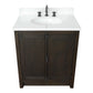 Bellaterra Home 31" Brown Ash Single Sink Bathroom Vanity with White Quartz Top and Oval Sink, Plantation Collection