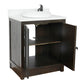 Bellaterra Home 31" Brown Ash Single Sink Bathroom Vanity with White Quartz Top and Round Sink