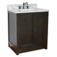 Bellaterra Home 31" Brown Ash Single Sink Bathroom Vanity with White Carrara Top and Rectangle Sink, Plantation Collection