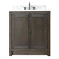 Bellaterra Home 31" Brown Ash Single Sink Bathroom Vanity with White Carrara Top and Rectangle Sink, Plantation Collection