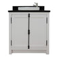 Bellaterra Home 31" Glacier Ash Single Sink Bathroom Vanity with Black Galaxy Top and Round Sink, Plantation Collection