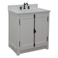 Bellaterra Home 31" Glacier Ash Single Sink Bathroom Vanity with White Quartz Top and Oval Sink, Plantation Collection