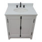 Bellaterra Home 31" Glacier Ash Single Sink Bathroom Vanity with White Quartz Top and Oval Sink, Plantation Collection