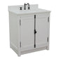 Bellaterra Home 31" Glacier Ash Single Sink Bathroom Vanity with White Quartz Top and Rectangle Sink, Plantation Collection