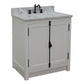 Bellaterra Home 31" Glacier Ash Single Sink Bathroom Vanity with White Carrara Top and Oval Sink, Plantation Collection