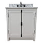 Bellaterra Home 31" Glacier Ash Single Sink Bathroom Vanity with White Carrara Top and Oval Sink, Plantation Collection