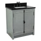 Bellaterra Home 31" Gray Ash Single Sink Bathroom Vanity with Black Galaxy Top and Rectangle Sink, Plantation Collection