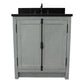 Bellaterra Home 31" Gray Ash Single Sink Bathroom Vanity with Black Galaxy Top and Rectangle Sink, Plantation Collection