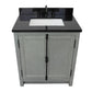 Bellaterra Home 31" Gray Ash Single Sink Bathroom Vanity with Black Galaxy Top and Rectangle Sink, Plantation Collection