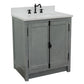 Bellaterra Home 31" Gray Ash Single Sink Bathroom Vanity with White Quartz Top and Rectangle Sink, Plantation Collection