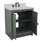 Bellaterra Home 31" Gray Ash Single Sink Bathroom Vanity with White Quartz Top and Rectangle Sink, Plantation Collection