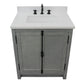 Bellaterra Home 31" Gray Ash Single Sink Bathroom Vanity with White Quartz Top and Rectangle Sink, Plantation Collection