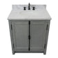 Bellaterra Home 31" Gray Ash Single Sink Bathroom Vanity with White Carrara Top and Oval Sink, Plantation Collection