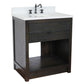 Bellaterra Home 31" Brown Ash Single Sink Bathroom Vanity with White Quartz Top and Oval Sink, Plantation Collection