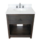 Bellaterra Home 31" Brown Ash Single Sink Bathroom Vanity with White Quartz Top and Oval Sink, Plantation Collection