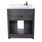 Bellaterra Home 31" Brown Ash Single Sink Bathroom Vanity with White Quartz Top and Round Sink, Plantation Collection