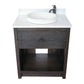 Bellaterra Home 31" Brown Ash Single Sink Bathroom Vanity with White Quartz Top and Round Sink, Plantation Collection