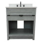 Bellaterra Home 31" Gray Ash Single Sink Bathroom Vanity with White Quartz Top and Rectangle Sink, Plantation Collection