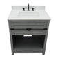 Bellaterra Home 31" Gray Ash Single Sink Bathroom Vanity with White Quartz Top and Rectangle Sink, Plantation Collection