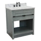 Bellaterra Home 31" Gray Ash Single Sink Bathroom Vanity with White Carrara Top and Oval Sink, Plantation Collection