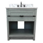 Bellaterra Home 31" Gray Ash Single Sink Bathroom Vanity with White Carrara Top and Oval Sink, Plantation Collection