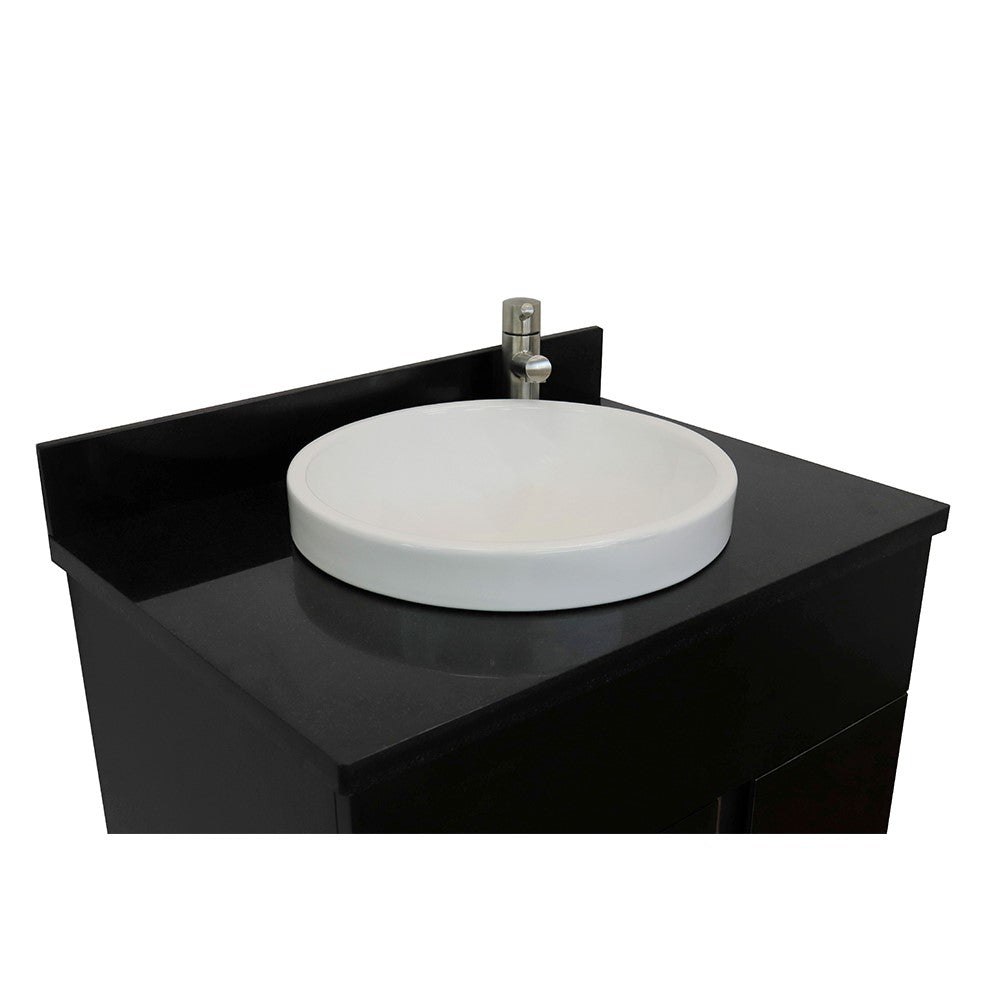 Bellaterra Home 31" Silvery Brown Single Sink Bathroom Vanity with Black Galaxy Top and Round Sink, Urban Collection