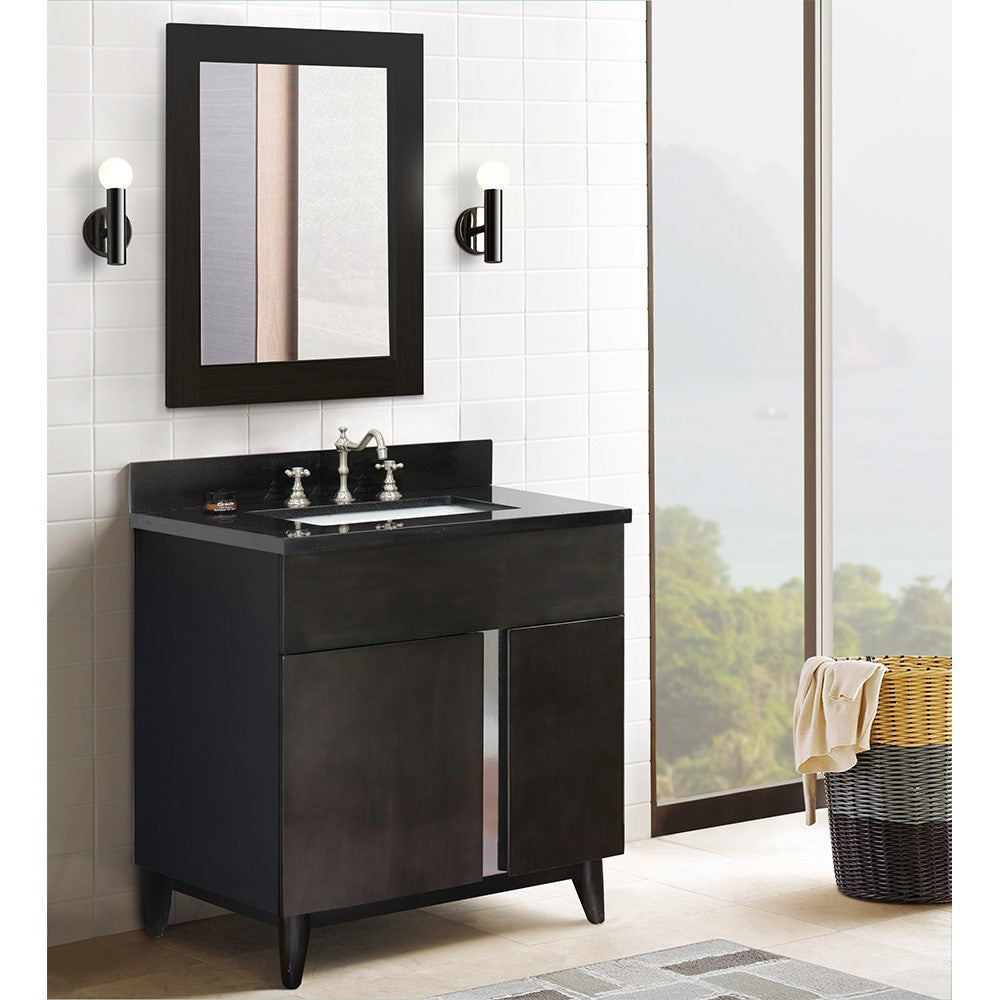 Bellaterra Home 31" Silvery Ash Single Sink Bathroom Vanity with Black Galaxy Top and Rectangle Sink, Urban Collection