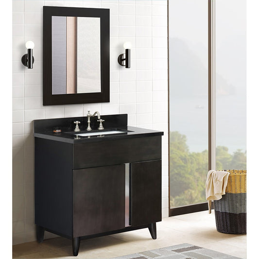 Bellaterra Home 31" Silvery Ash Single Sink Bathroom Vanity with Black Galaxy Top and Rectangle Sink, Urban Collection