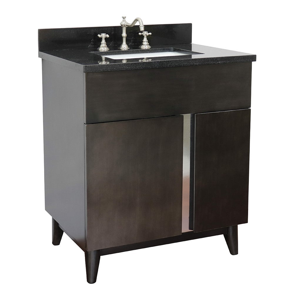 Bellaterra Home 31" Silvery Ash Single Sink Bathroom Vanity with Black Galaxy Top and Rectangle Sink, Urban Collection