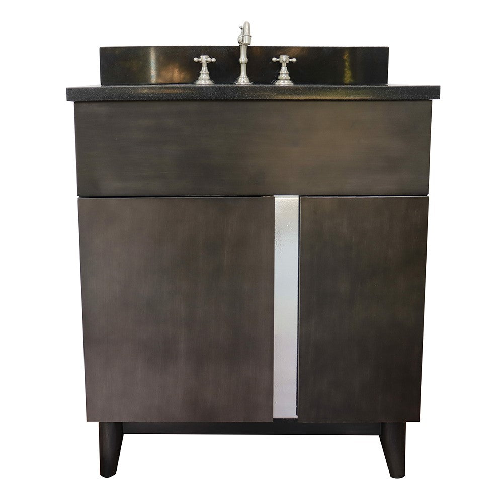 Bellaterra Home 31" Silvery Ash Single Sink Bathroom Vanity with Black Galaxy Top and Rectangle Sink, Urban Collection