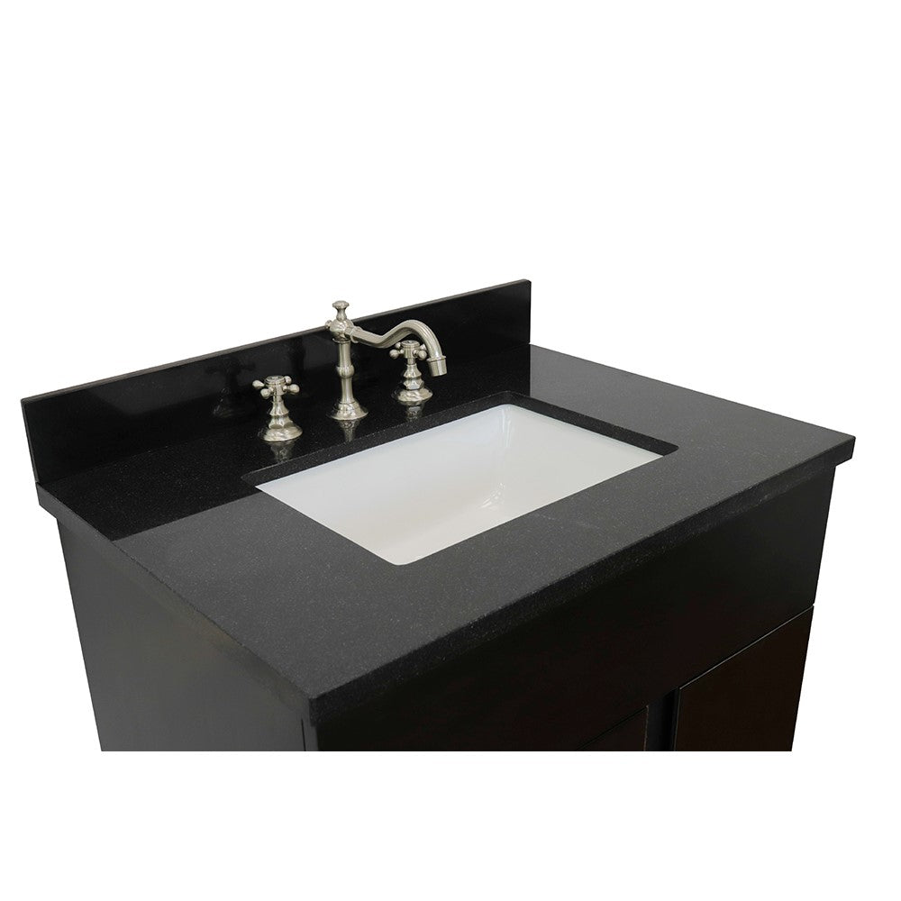 Bellaterra Home 31" Silvery Ash Single Sink Bathroom Vanity with Black Galaxy Top and Rectangle Sink, Urban Collection