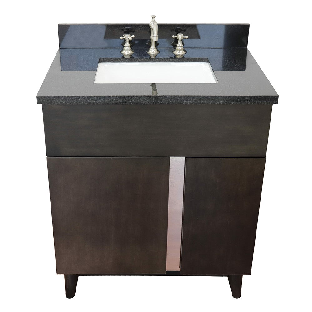 Bellaterra Home 31" Silvery Ash Single Sink Bathroom Vanity with Black Galaxy Top and Rectangle Sink, Urban Collection