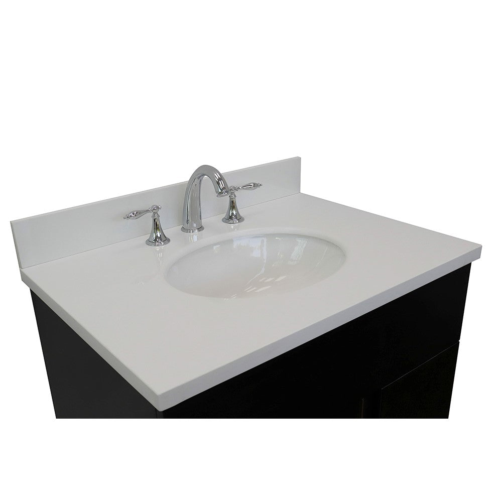 Bellaterra Home 31" Silvery Brown Single Sink Bathroom Vanity with White Quartz Top and Oval Sink, Urban Collection