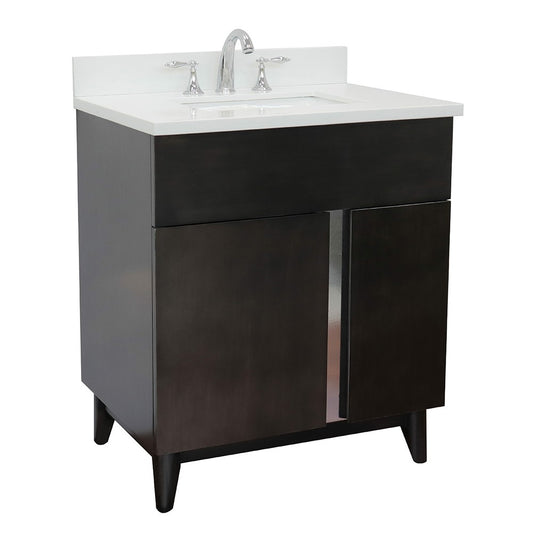 Bellaterra Home 31" Silvery Brown Single Sink Bathroom Vanity with White Quartz Top and Rectangle Sink, Urban Collection