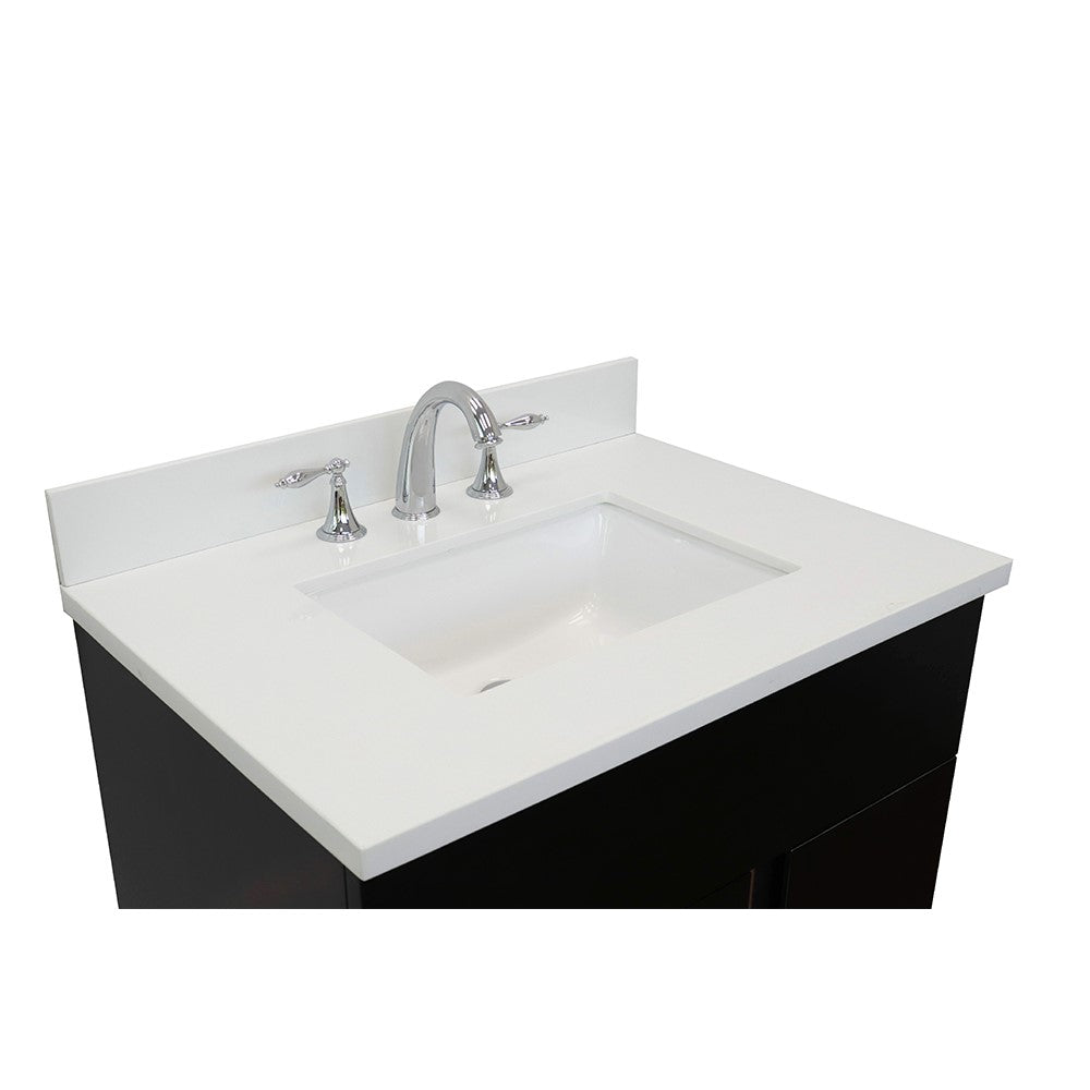 Bellaterra Home 31" Silvery Brown Single Sink Bathroom Vanity with White Quartz Top and Rectangle Sink, Urban Collection