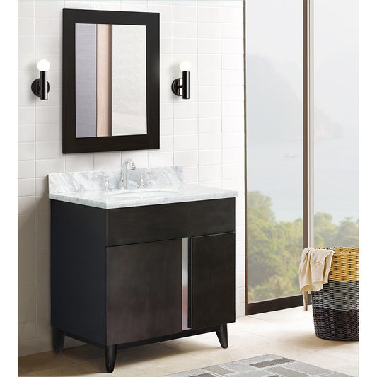 Bellaterra Home 31" Silvery Brown Single Sink Bathroom Vanity with White Carrara Top and Oval Sink, Urban Collection