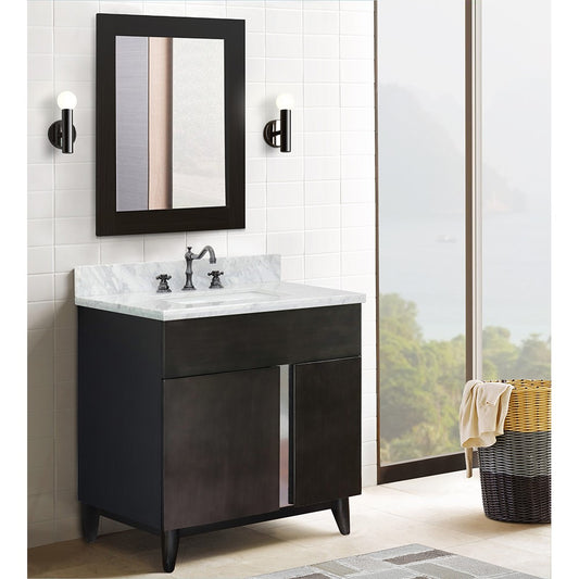 Bellaterra Home 31" Silvery Brown Single Sink Bathroom Vanity with White Carrara Top and Rectangle Sink, Urban Collection