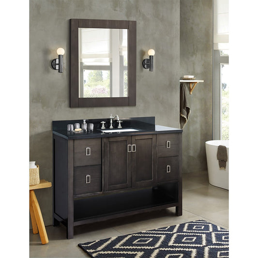 Bellaterra Home 49" Silvery Brown Single Sink Bathroom Vanity with Black Galaxy Top and Rectangle Sink, Monterey Collection