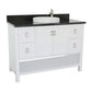 Bellaterra Home 49" White Single Sink Bathroom Vanity with Black Galaxy Top and Round Sink, Monterey Collection