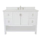 Bellaterra Home 49" White Single Sink Bathroom Vanity with White Quartz Top and Oval Sink, Monterey Collection