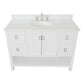 Bellaterra Home 49" White Single Sink Bathroom Vanity with White Quartz Top and Oval Sink, Monterey Collection