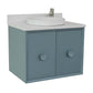 Bellaterra Home 31" Aqua Blue Single Sink Floating Bathroom Vanity with White Quartz Top and Round Sink, Stora Collection