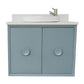 Bellaterra Home 31" Aqua Blue Single Sink Floating Bathroom Vanity with White Quartz Top and Round Sink, Stora Collection