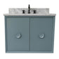 Bellaterra Home 31" Aqua Blue Single Sink Floating Bathroom Vanity with White Carrara Top and Oval Sink, Stora Collection