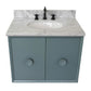 Bellaterra Home 31" Aqua Blue Single Sink Floating Bathroom Vanity with White Carrara Top and Oval Sink, Stora Collection