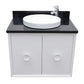 Bellaterra Home 31" White Single Sink Floating Bathroom Vanity with Black Galaxy Top and Round Sink, Stora Collection