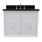 Bellaterra Home 31" White Single Sink Floating Bathroom Vanity with Black Galaxy Top and Rectangle Sink, Stora Collection