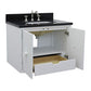 Bellaterra Home 31" White Single Sink Floating Bathroom Vanity with Black Galaxy Top and Rectangle Sink, Stora Collection