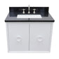 Bellaterra Home 31" White Single Sink Floating Bathroom Vanity with Black Galaxy Top and Rectangle Sink, Stora Collection